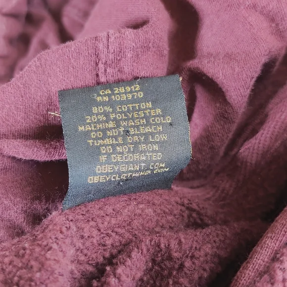 Obey Burgundy Hoodie Sz L " Make Art Not War " - Picture 6 of 6